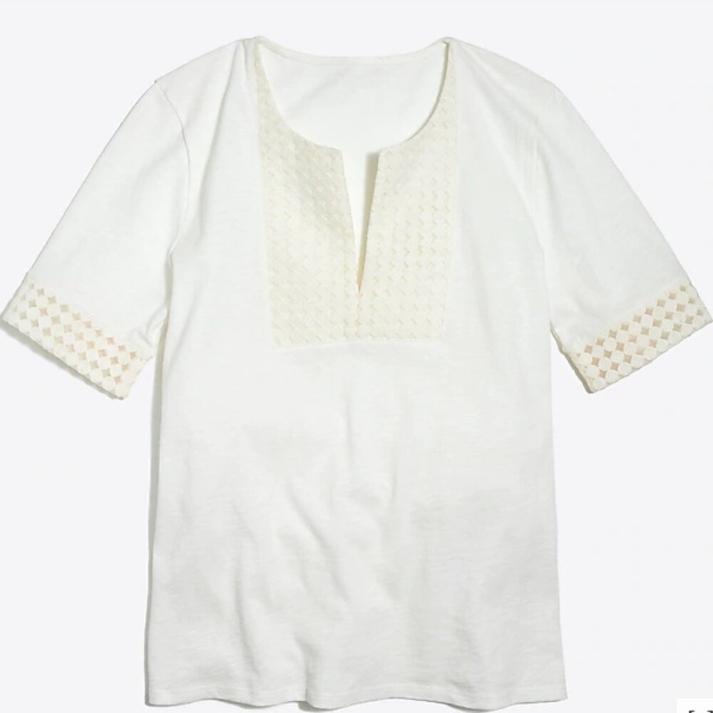 NEW NWT J. Crew Factory Embroidered eyelet T-Shirt Color: Ivory